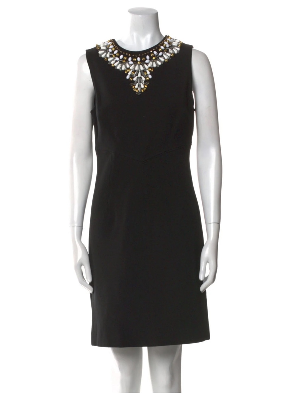 Milly Black Sleeveless Mini Dress with Jewel Collar